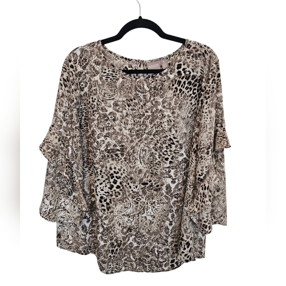 Chico's Size 3 Leopard Print Long Sleeve Blouse - Picture 2 of 11